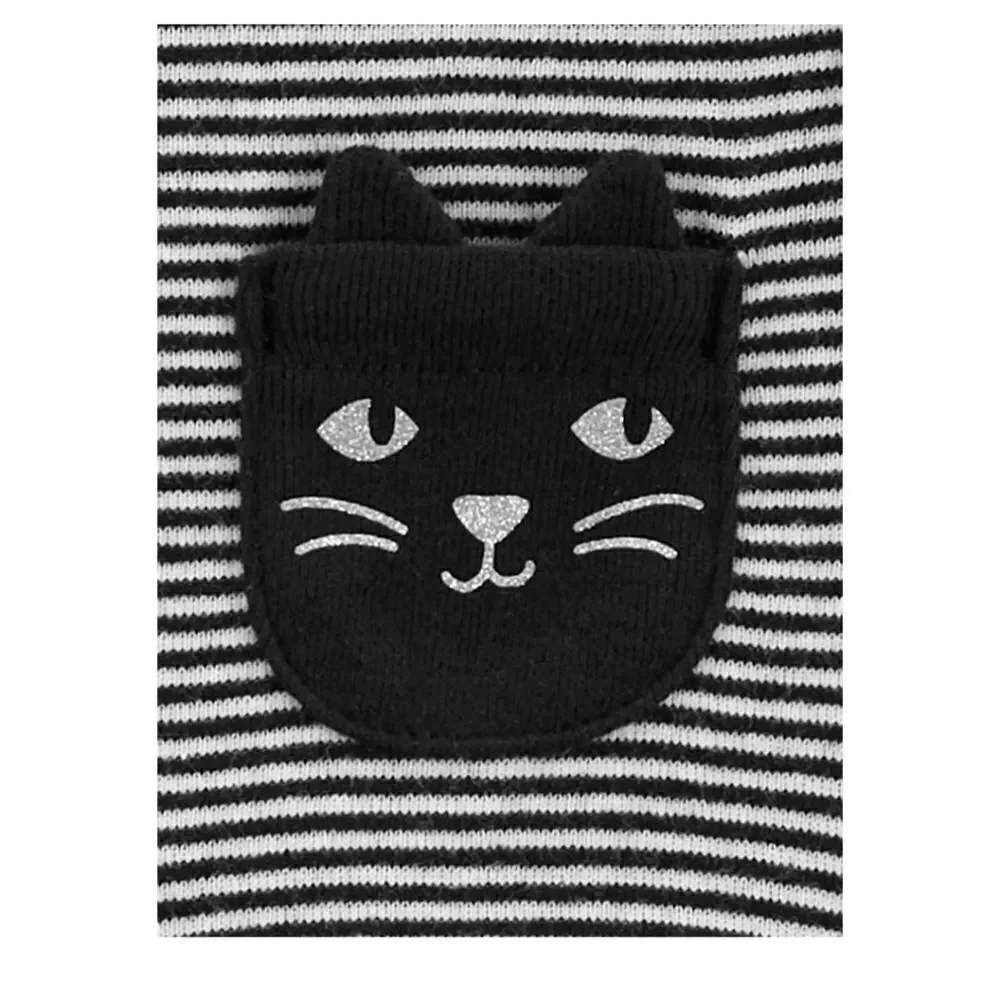 Nwt Carter's 100% Cotton Baby Girl Halloween Tulle Dress Black Cat 2 pc